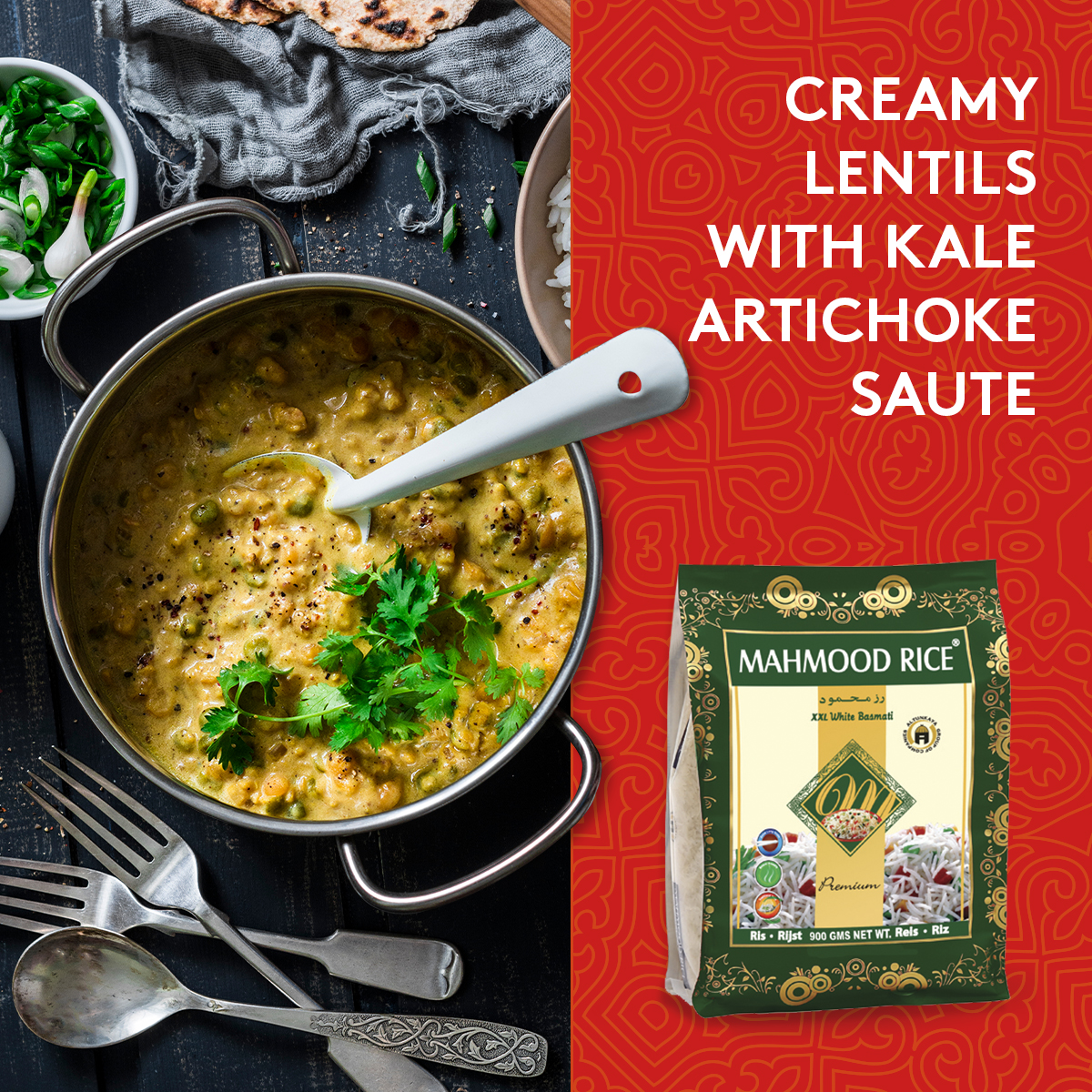 Creamy Lentils with Kale Artichoke Saute